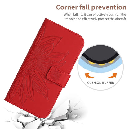 HT04 Skin Feel Sun Flower Embossed Flip Leather Phone Case with Lanyard, For Honor 80, For Honor 80 Pro