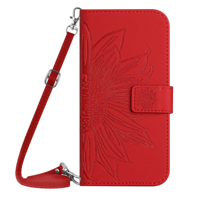 HT04 Skin Feel Sun Flower Embossed Flip Leather Phone Case with Lanyard, For Nokia X30, For Samsung Galaxy A34 5G