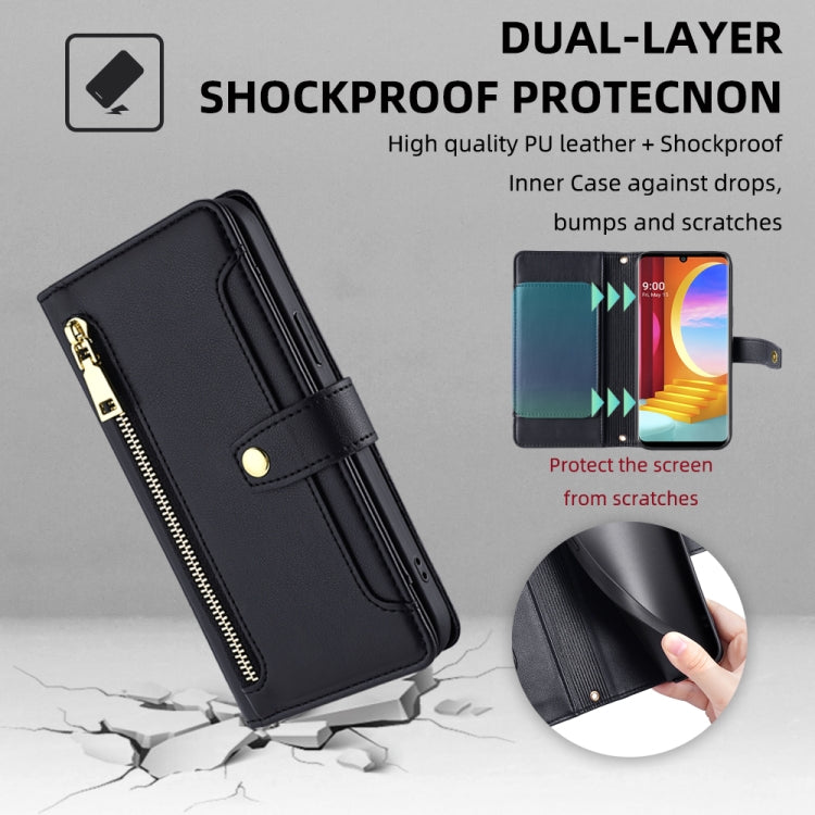 Sheep Texture Cross-body Zipper Wallet Leather Phone Case, For LG Velvet, For Motorola Edge, For Motorola Moto G72 4G, For Motorola Edge X30