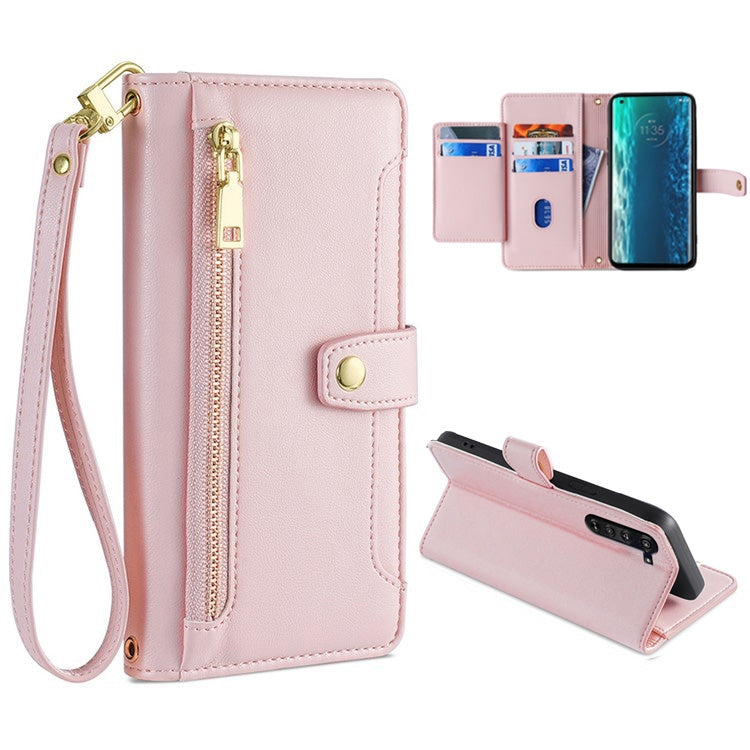 Sheep Texture Cross-body Zipper Wallet Leather Phone Case, For LG Velvet, For Motorola Edge, For Motorola Moto G72 4G, For Motorola Edge X30