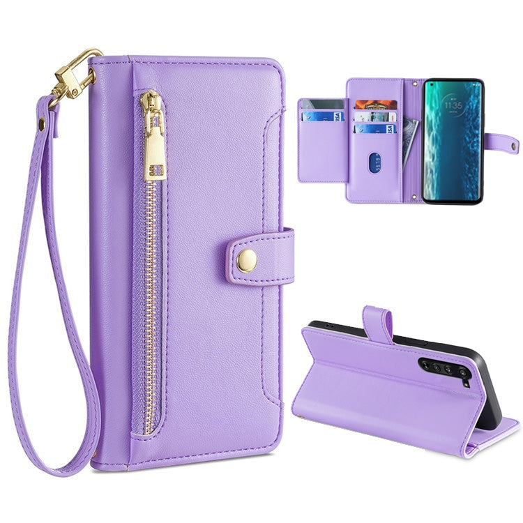Sheep Texture Cross-body Zipper Wallet Leather Phone Case, For LG Velvet, For Motorola Edge, For Motorola Moto G72 4G, For Motorola Edge X30