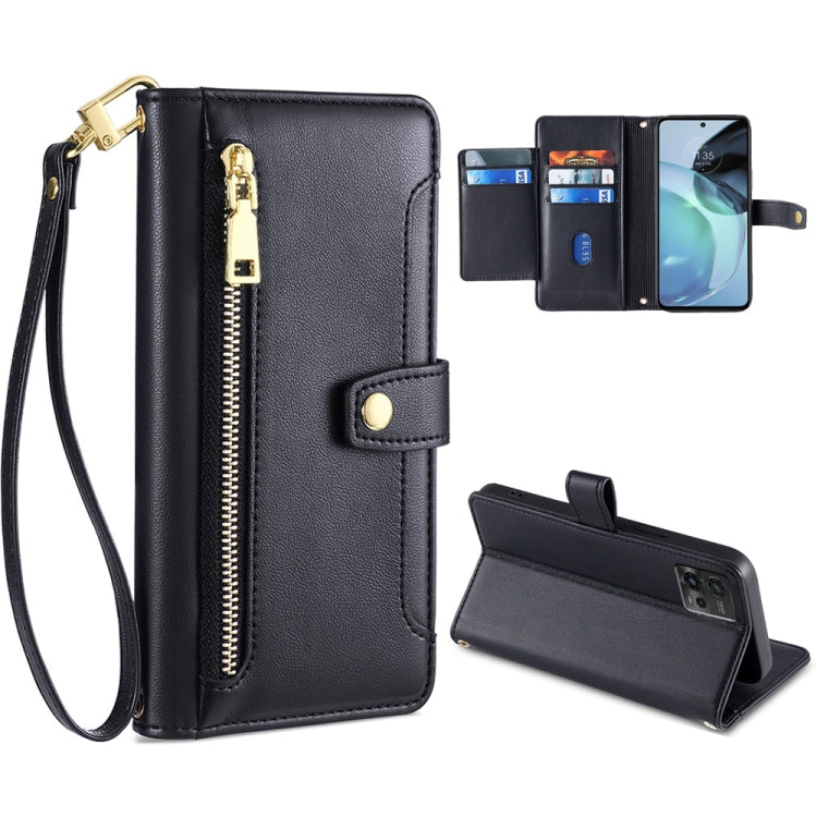 Sheep Texture Cross-body Zipper Wallet Leather Phone Case, For LG Velvet, For Motorola Edge, For Motorola Moto G72 4G, For Motorola Edge X30