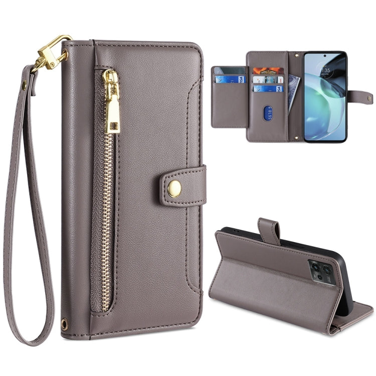 Sheep Texture Cross-body Zipper Wallet Leather Phone Case, For LG Velvet, For Motorola Edge, For Motorola Moto G72 4G, For Motorola Edge X30