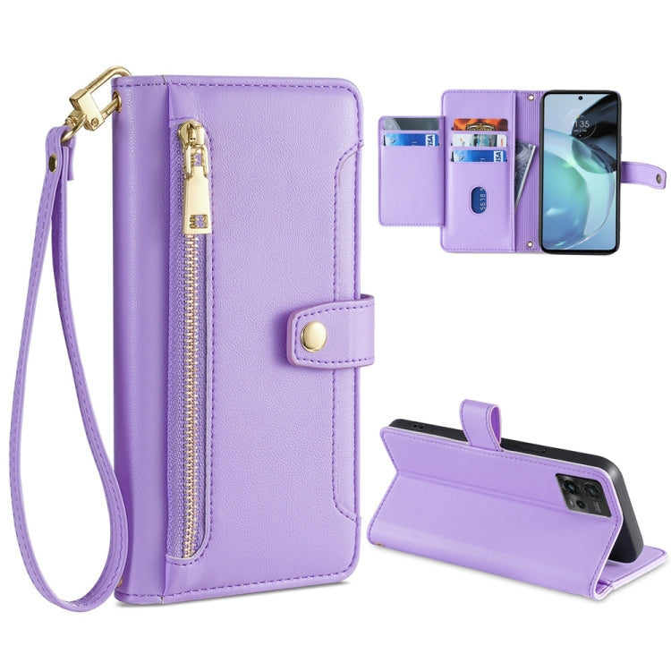 Sheep Texture Cross-body Zipper Wallet Leather Phone Case, For LG Velvet, For Motorola Edge, For Motorola Moto G72 4G, For Motorola Edge X30