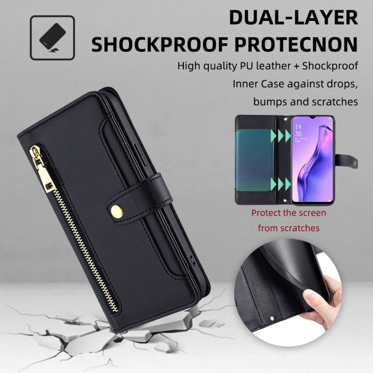 Sheep Texture Cross-body Zipper Wallet Leather Phone Case, For OPPO A8 / A31 2020, For OPPO A54 5G, For OPPO A58 5G, For OPPO Reno9 Pro+ 5G