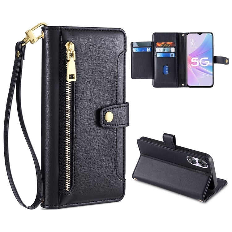 Sheep Texture Cross-body Zipper Wallet Leather Phone Case, For OPPO A8 / A31 2020, For OPPO A54 5G, For OPPO A58 5G, For OPPO Reno9 Pro+ 5G