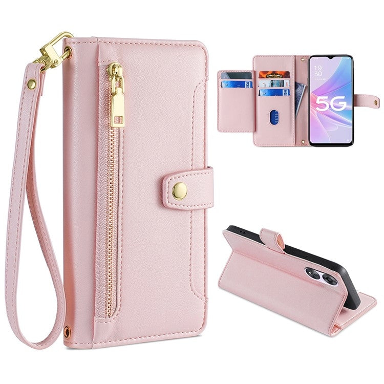 Sheep Texture Cross-body Zipper Wallet Leather Phone Case, For OPPO A8 / A31 2020, For OPPO A54 5G, For OPPO A58 5G, For OPPO Reno9 Pro+ 5G