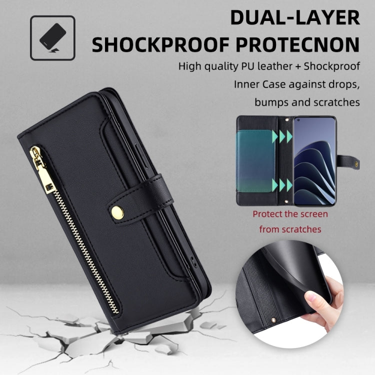 Sheep Texture Cross-body Zipper Wallet Leather Phone Case, For OnePlus 10 Pro 5G, For OnePlus Ace Racing