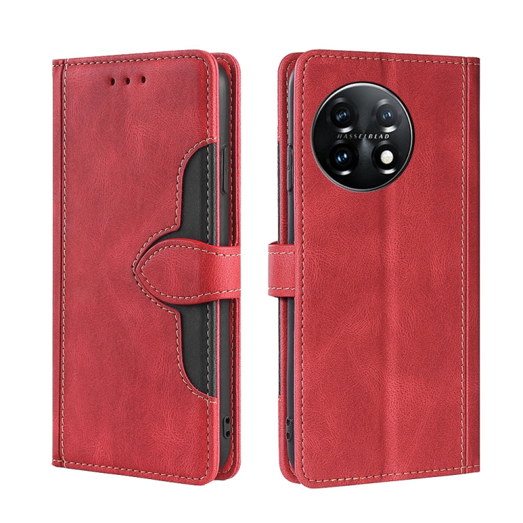 Skin Feel Magnetic Buckle Leather Phone Case, For OnePlus 11