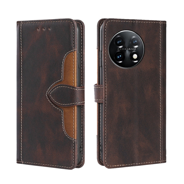 Skin Feel Magnetic Buckle Leather Phone Case, For OnePlus 11