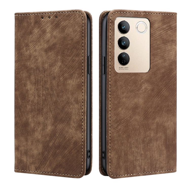RFID Anti-theft Brush Magnetic Leather Phone Case, For vivo S16 / S16 Pro, For vivo Y02 4G, For Fujitsu Arrows N F-51C, For Xiaomi Redmi K60E