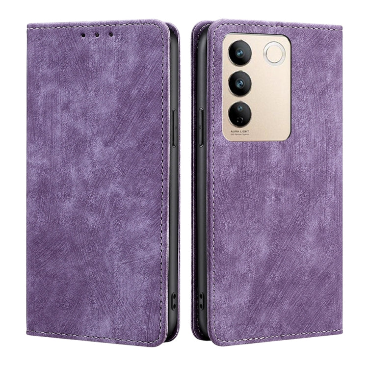 RFID Anti-theft Brush Magnetic Leather Phone Case, For vivo S16 / S16 Pro, For vivo Y02 4G, For Fujitsu Arrows N F-51C, For Xiaomi Redmi K60E