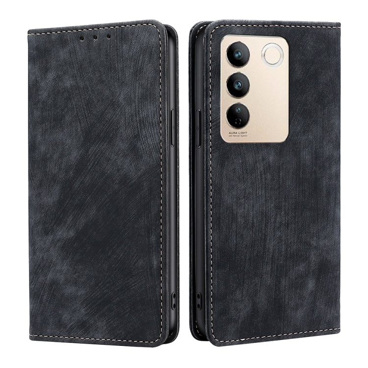 RFID Anti-theft Brush Magnetic Leather Phone Case, For vivo S16 / S16 Pro, For vivo Y02 4G, For Fujitsu Arrows N F-51C, For Xiaomi Redmi K60E