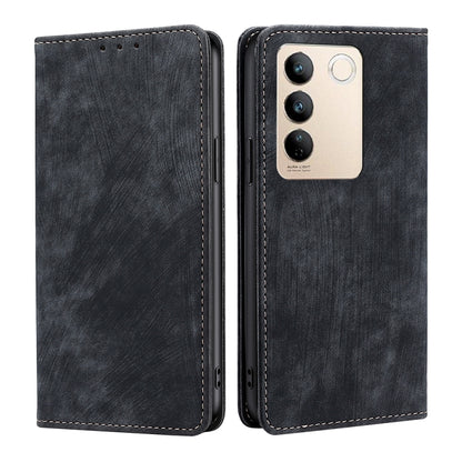 RFID Anti-theft Brush Magnetic Leather Phone Case, For vivo S16 / S16 Pro, For vivo Y02 4G, For Fujitsu Arrows N F-51C, For Xiaomi Redmi K60E