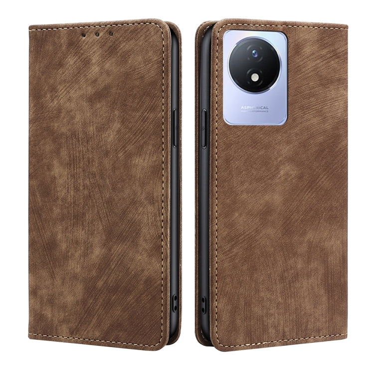 RFID Anti-theft Brush Magnetic Leather Phone Case, For vivo S16 / S16 Pro, For vivo Y02 4G, For Fujitsu Arrows N F-51C, For Xiaomi Redmi K60E