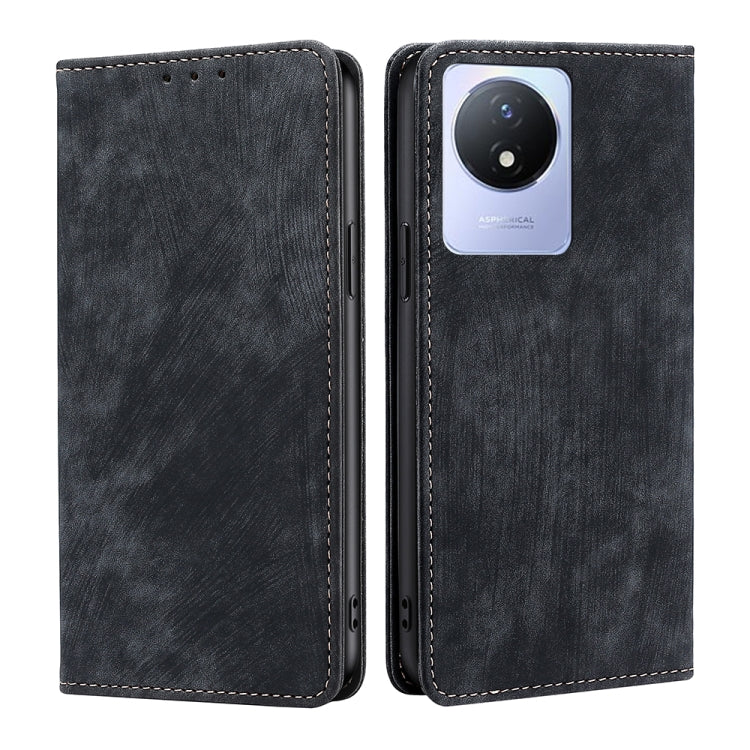 RFID Anti-theft Brush Magnetic Leather Phone Case, For vivo S16 / S16 Pro, For vivo Y02 4G, For Fujitsu Arrows N F-51C, For Xiaomi Redmi K60E