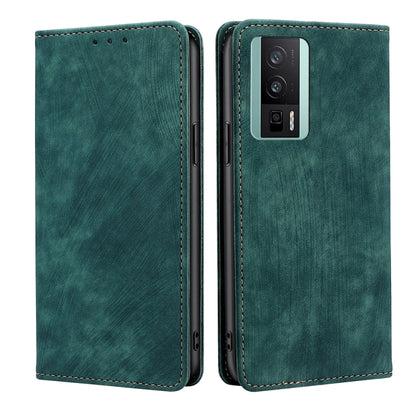 RFID Anti-theft Brush Magnetic Leather Phone Case, For Xiaomi Redmi K60 / K60 Pro, For Honor 80 GT, For OnePlus 11