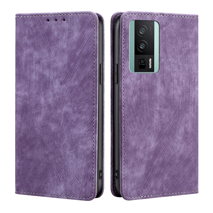 RFID Anti-theft Brush Magnetic Leather Phone Case, For Xiaomi Redmi K60 / K60 Pro, For Honor 80 GT, For OnePlus 11