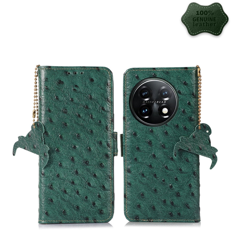 Ostrich Pattern Genuine Leather RFID Phone Case, For OnePlus 11 5G