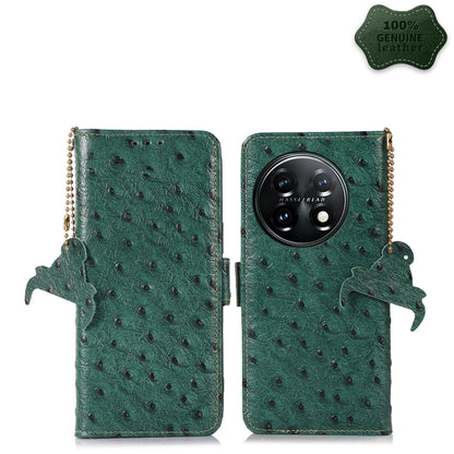 Ostrich Pattern Genuine Leather RFID Phone Case, For OnePlus 11 5G