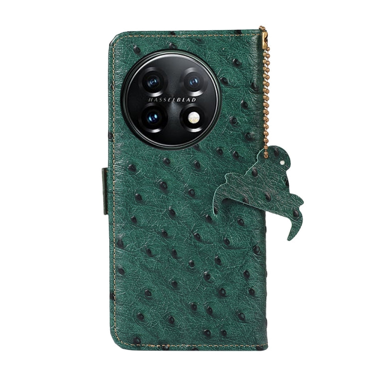Ostrich Pattern Genuine Leather RFID Phone Case, For OnePlus 11 5G