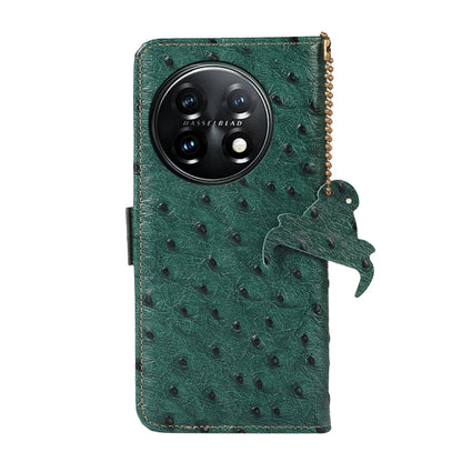 Ostrich Pattern Genuine Leather RFID Phone Case, For OnePlus 11 5G