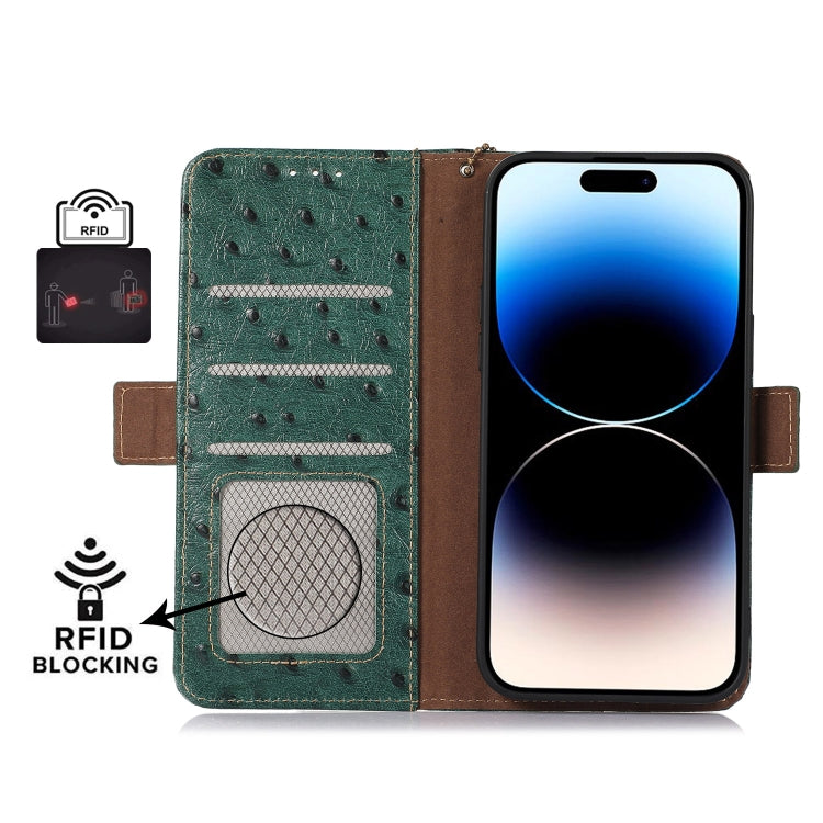 Ostrich Pattern Genuine Leather RFID Phone Case, For OnePlus 11 5G