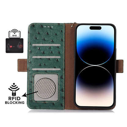 Ostrich Pattern Genuine Leather RFID Phone Case, For OnePlus 11 5G