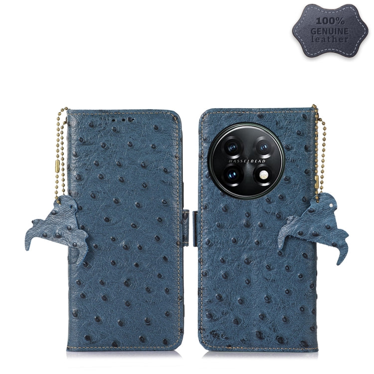 Ostrich Pattern Genuine Leather RFID Phone Case, For OnePlus 11 5G