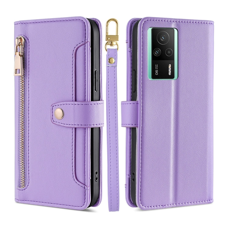 Sheep Texture Cross-body Zipper Wallet Leather Phone Case, For vivo S16 / S16 Pro, For vivo Y02 4G, For Fujitsu Arrows N F-51C, For Xiaomi Redmi K60E