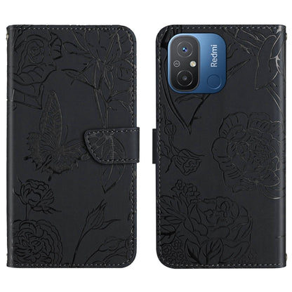 HT03 Skin Feel Butterfly Embossed Flip Leather Phone Case, For Xiaomi Redmi 11A 4G