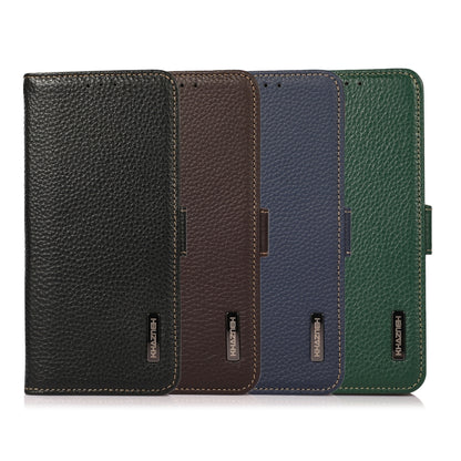 KHAZNEH Side-Magnetic Litchi Genuine Leather RFID Phone Case, For OnePlus 11