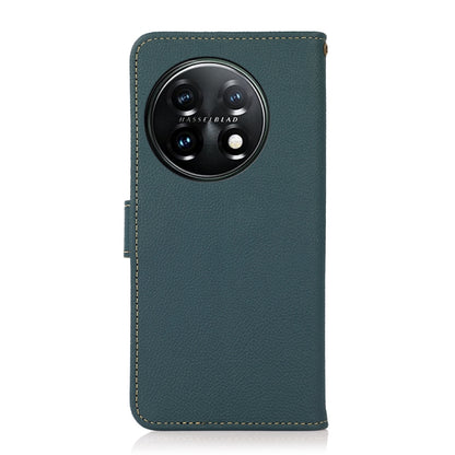 KHAZNEH Custer Texture RFID Genuine Leather Phone Case, For OnePlus 11