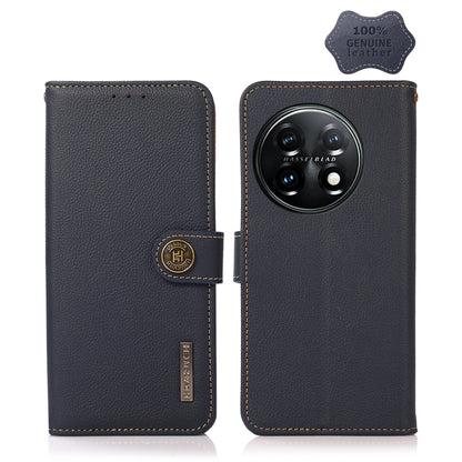 KHAZNEH Custer Texture RFID Genuine Leather Phone Case, For OnePlus 11