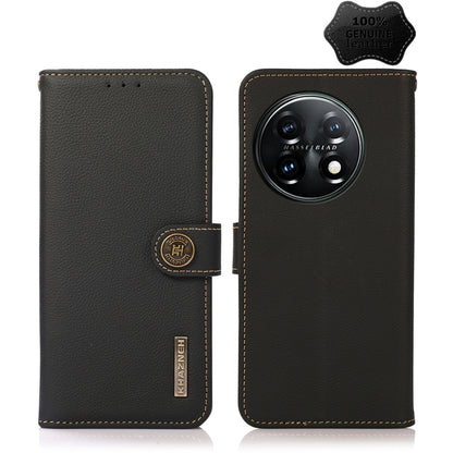KHAZNEH Custer Texture RFID Genuine Leather Phone Case, For OnePlus 11