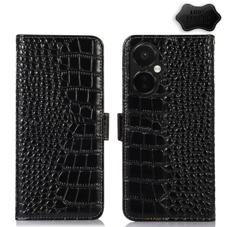 Crocodile Top Layer Cowhide RFID Leather Phone Case, For OnePlus 11 5G, For OnePlus Nord CE 3 Lite, For Motorola Moto E13 4G 2023, For Motorola Moto G53 5G