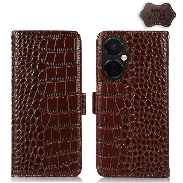 Crocodile Top Layer Cowhide RFID Leather Phone Case, For OnePlus 11 5G, For OnePlus Nord CE 3 Lite, For Motorola Moto E13 4G 2023, For Motorola Moto G53 5G
