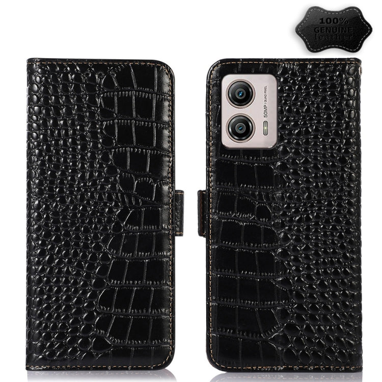Crocodile Top Layer Cowhide RFID Leather Phone Case, For OnePlus 11 5G, For OnePlus Nord CE 3 Lite, For Motorola Moto E13 4G 2023, For Motorola Moto G53 5G