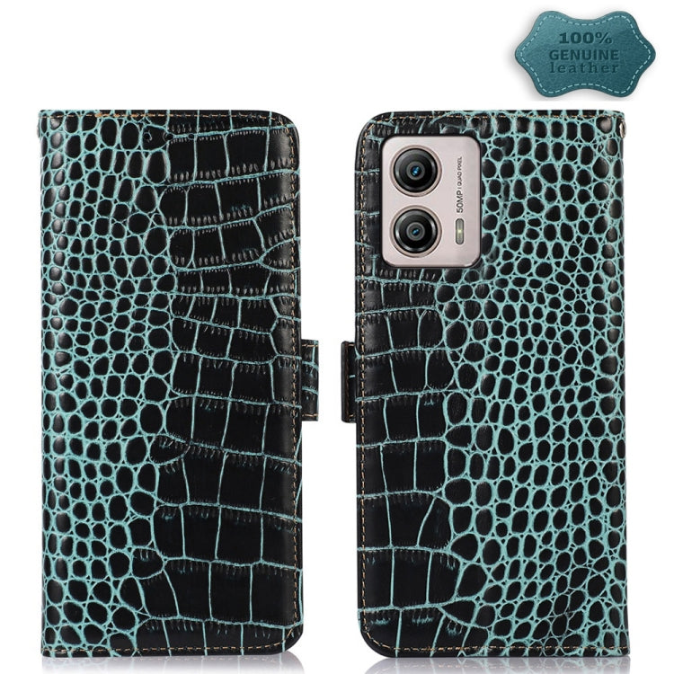 Crocodile Top Layer Cowhide RFID Leather Phone Case, For OnePlus 11 5G, For OnePlus Nord CE 3 Lite, For Motorola Moto E13 4G 2023, For Motorola Moto G53 5G