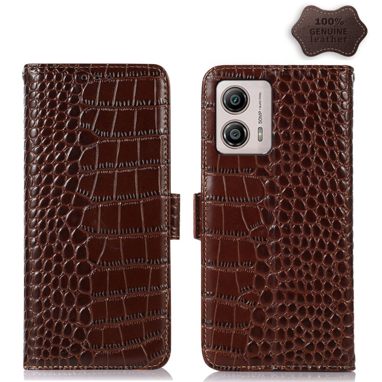 Crocodile Top Layer Cowhide RFID Leather Phone Case, For OnePlus 11 5G, For OnePlus Nord CE 3 Lite, For Motorola Moto E13 4G 2023, For Motorola Moto G53 5G