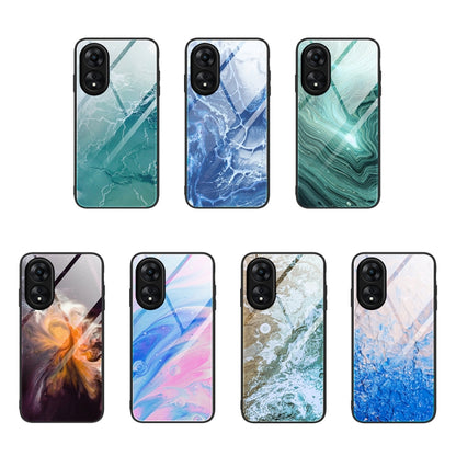 Marble Pattern Glass Phone Case, For OPPO A17, For Realme C33, For Honor Play6C