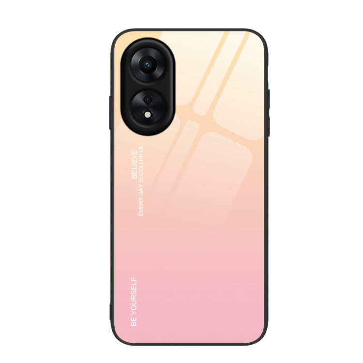 For OPPO A17 Gradient Color Glass Phone Case, For OPPO A17