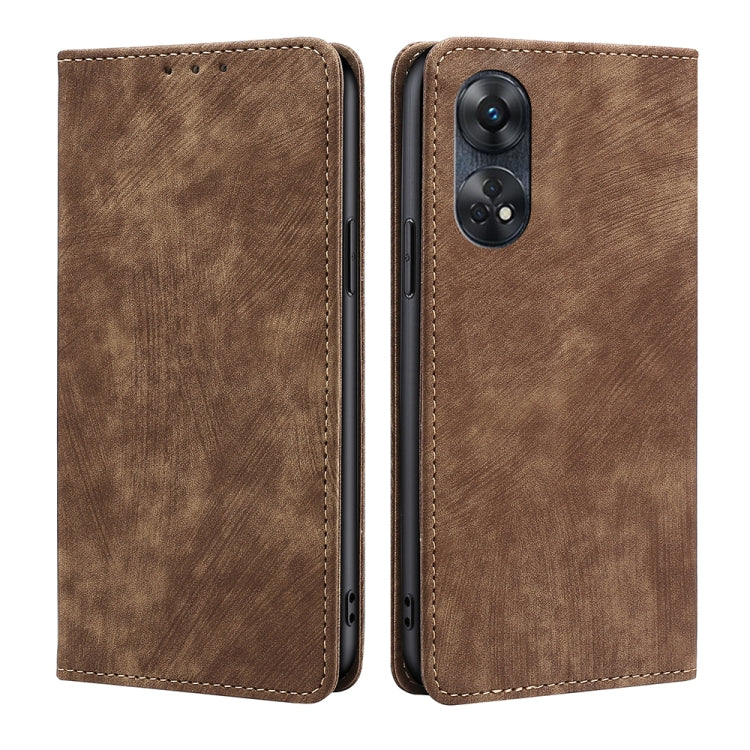 RFID Anti-theft Brush Magnetic Leather Phone Case, For Motorola Moto E13 4G, For OPPO A17k, For OPPO Reno8 T 4G, For Xiaomi Poco X5 Pro / Redmi Note 12 Pro Speed
