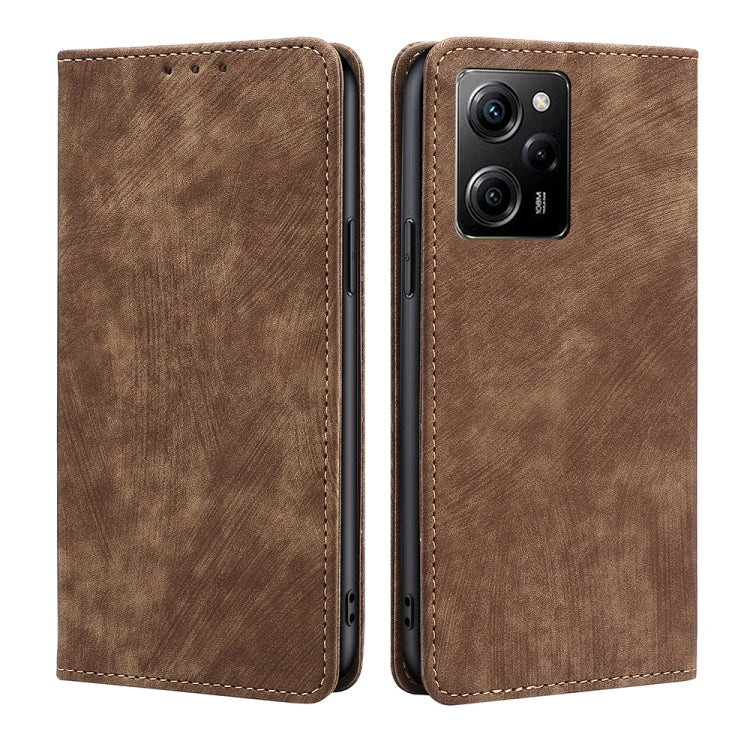 RFID Anti-theft Brush Magnetic Leather Phone Case, For Motorola Moto E13 4G, For OPPO A17k, For OPPO Reno8 T 4G, For Xiaomi Poco X5 Pro / Redmi Note 12 Pro Speed