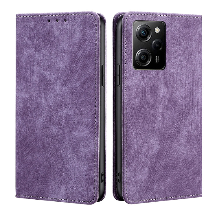 RFID Anti-theft Brush Magnetic Leather Phone Case, For Motorola Moto E13 4G, For OPPO A17k, For OPPO Reno8 T 4G, For Xiaomi Poco X5 Pro / Redmi Note 12 Pro Speed