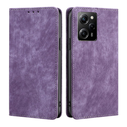 RFID Anti-theft Brush Magnetic Leather Phone Case, For Motorola Moto E13 4G, For OPPO A17k, For OPPO Reno8 T 4G, For Xiaomi Poco X5 Pro / Redmi Note 12 Pro Speed