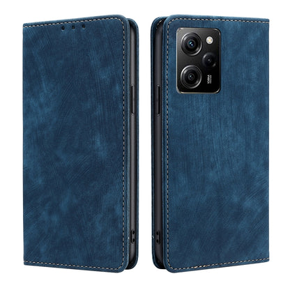 RFID Anti-theft Brush Magnetic Leather Phone Case, For Motorola Moto E13 4G, For OPPO A17k, For OPPO Reno8 T 4G, For Xiaomi Poco X5 Pro / Redmi Note 12 Pro Speed