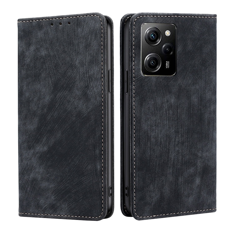 RFID Anti-theft Brush Magnetic Leather Phone Case, For Motorola Moto E13 4G, For OPPO A17k, For OPPO Reno8 T 4G, For Xiaomi Poco X5 Pro / Redmi Note 12 Pro Speed