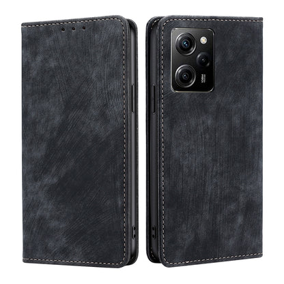 RFID Anti-theft Brush Magnetic Leather Phone Case, For Motorola Moto E13 4G, For OPPO A17k, For OPPO Reno8 T 4G, For Xiaomi Poco X5 Pro / Redmi Note 12 Pro Speed