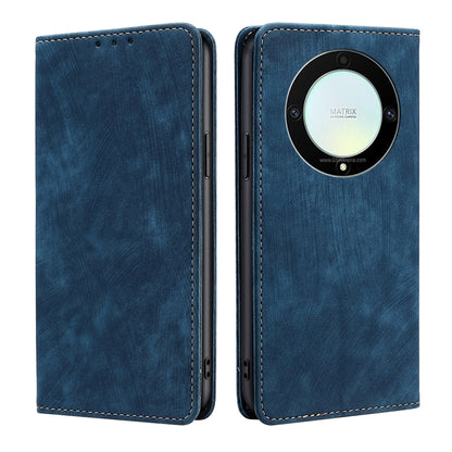 RFID Anti-theft Brush Magnetic Leather Phone Case, For Honor X9a 5G